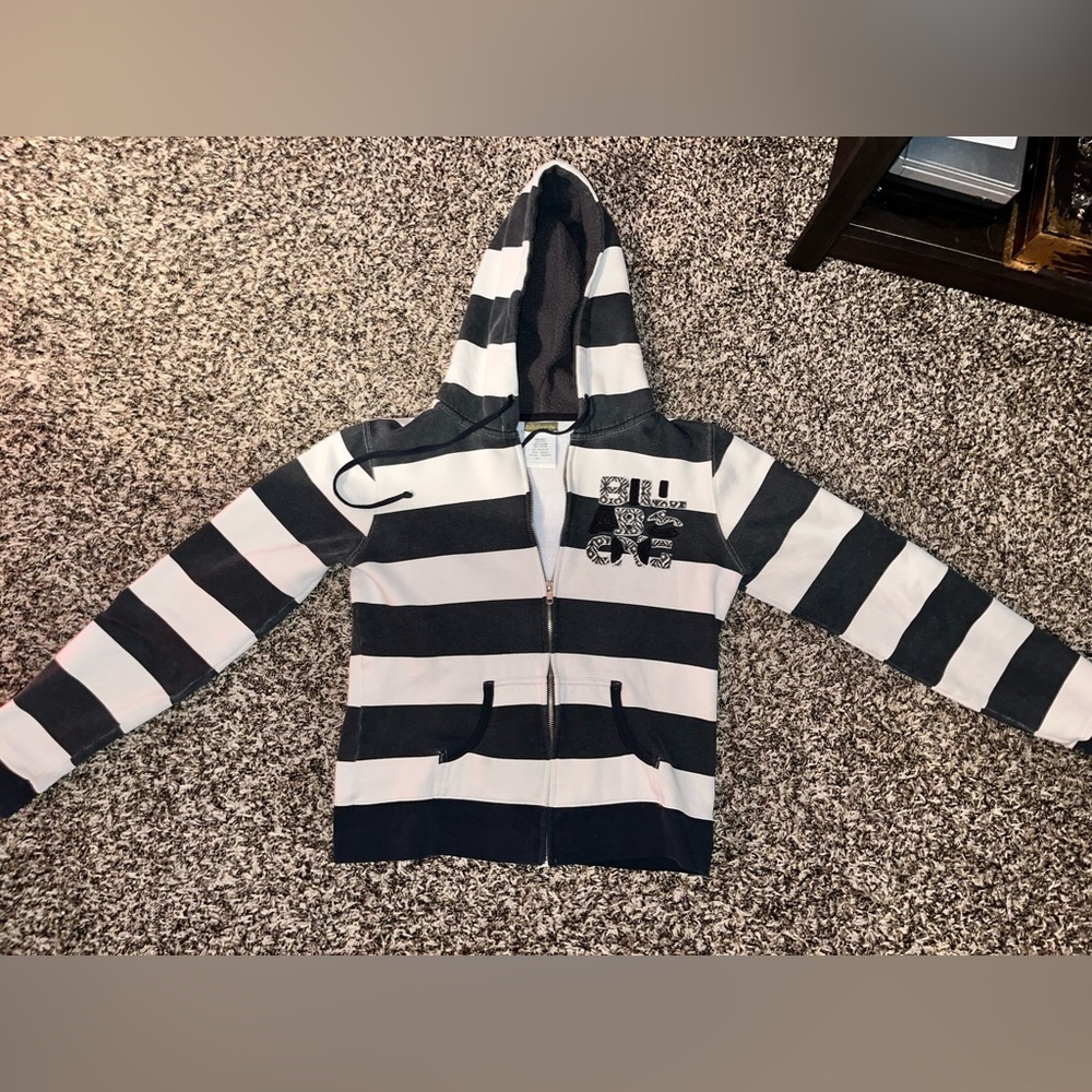 Billabong Kids Black and White Striped Hoodie